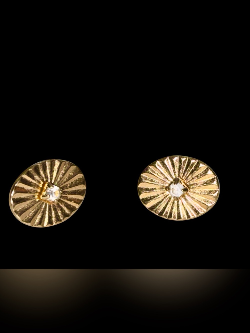 Vintage estate sale Gold plated Sunburst Stud Earrings appear larger on model